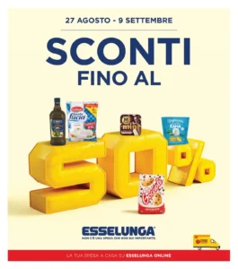 Sfoglia il contenuto: Volantino Esselunga: Sconti fino al 50% dal 27 agosto al 9 settembre 2026