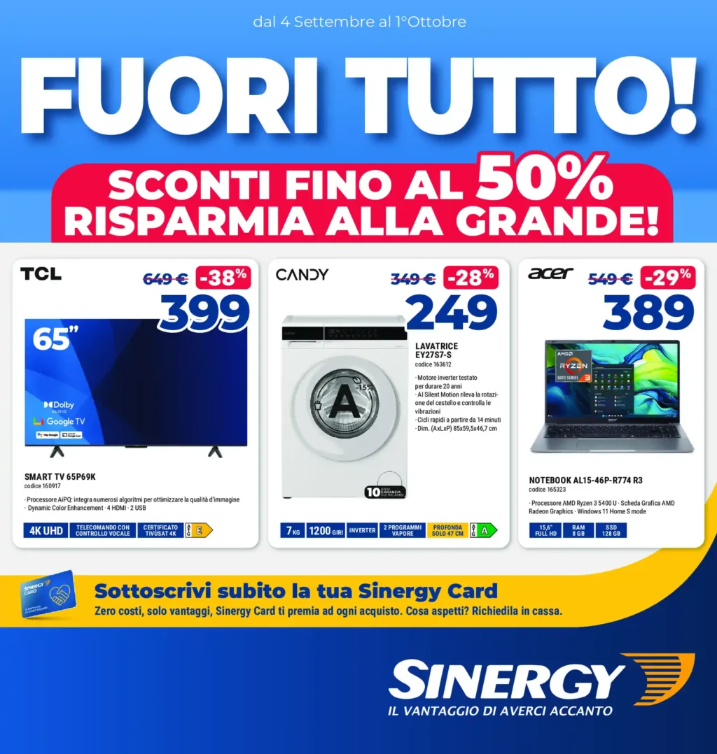 Sfoglia il contenuto: Sinergy Card – FUORI TUTTO!