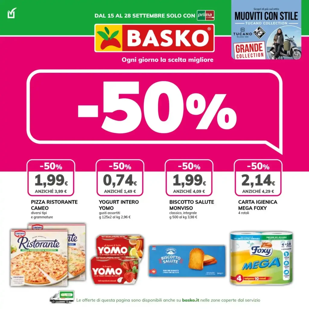 Sfoglia il contenuto: Volantino Basko Offerte dal 15 al 28 settembre 2026