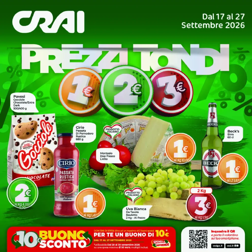Sfoglia il contenuto: Crai – AMA Supermercato Nord Prezzi Tondi dal 17 settembre