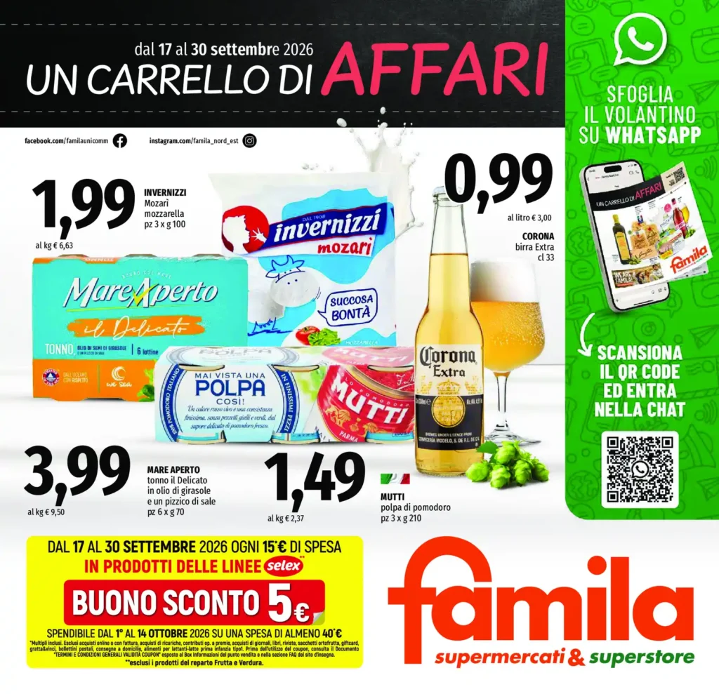 Sfoglia il contenuto: Famila – Nord Est UN CARRELLO DI AFFARI dal 17 settembre