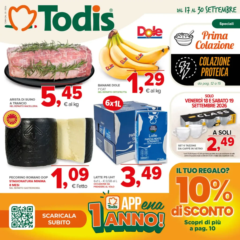 Sfoglia il contenuto: Volantino Todis – Campania Calabria Pescheria Settimana promozioni dal 17 settembre
