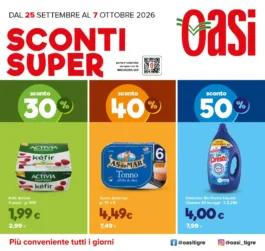 Sfoglia il contenuto: Volantino Oasi – L’Aquila, Teramo, Frosinone e Ancona Sconti Super: offerte dal 25 settembre al 7 ottobre 2026