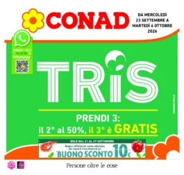 Sfoglia il contenuto: Volantino Conad – Emilia Ovest PC/PR/RE TRIS: offerte dal 23 settembre al 6 ottobre 2026
