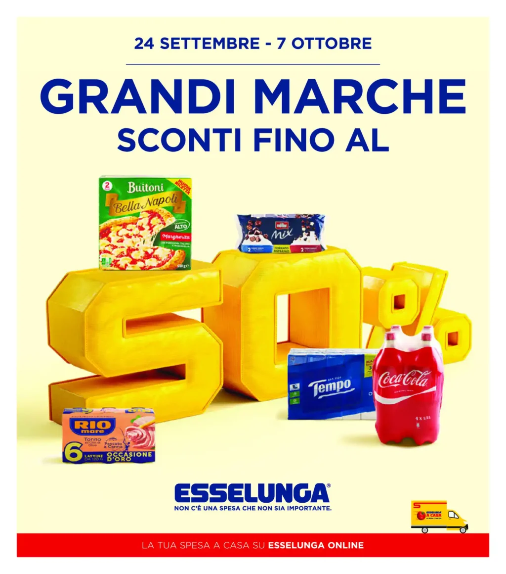 Sfoglia il contenuto: Esselunga – Lombardia principale Grandi Marche: offerte fino al 50% dal 24 settembre