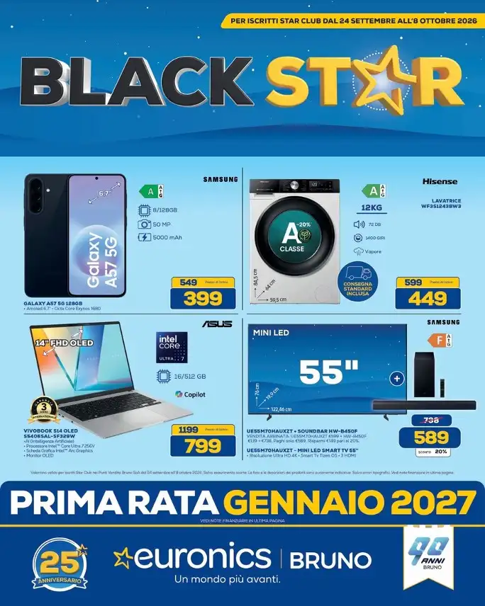 Sfoglia il contenuto: Volantino Euronics – BRUNO Black Star dal 24 settembre