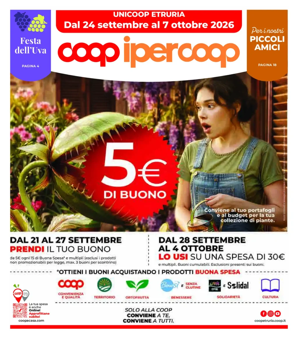 Sfoglia il contenuto: Volantino Ipercoop – Unicoop Etruria Centro Festa dell’Uva – Unicoop Etruria dal 24 settembre