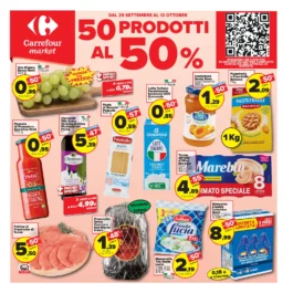 Volantino Carrefour Market: 50 prodotti al 50% dal 29 settembre