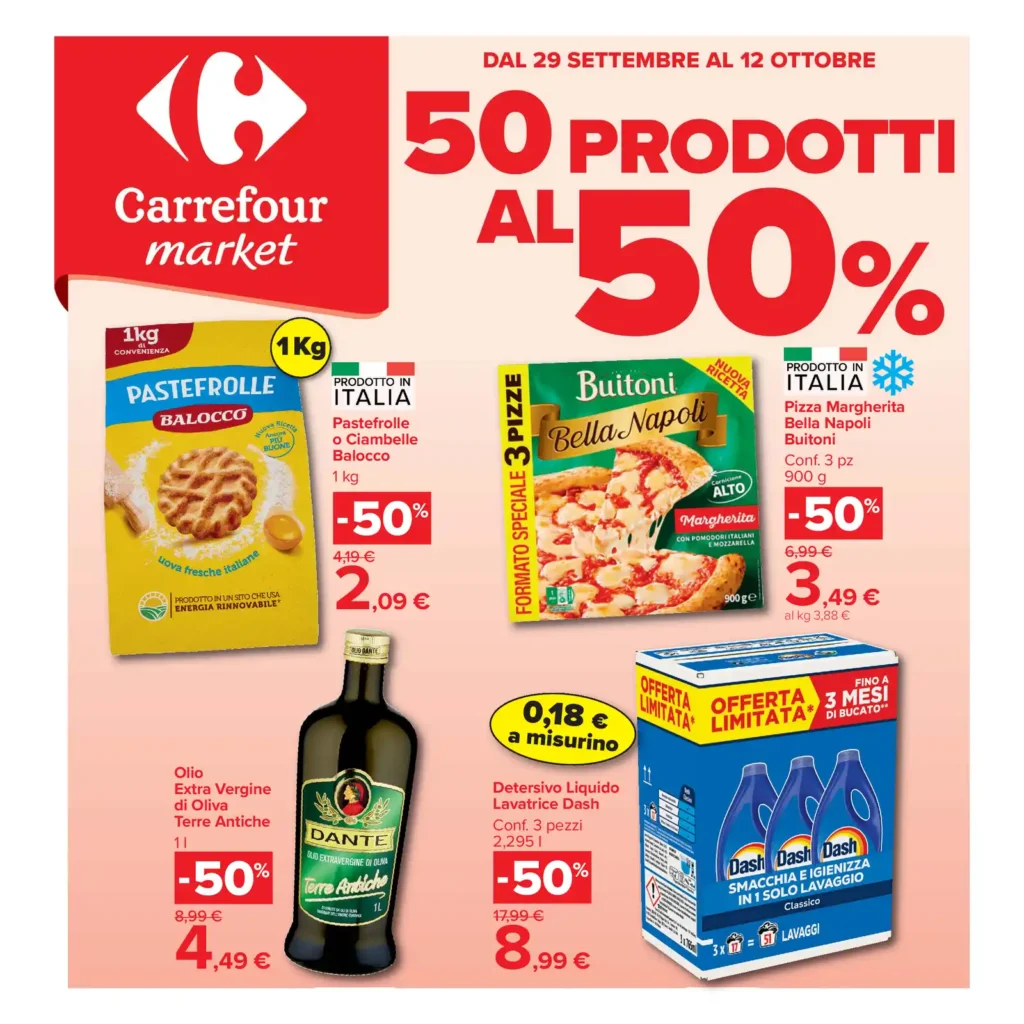 Sfoglia il contenuto: Volantino Carrefour Market: offerte fino al 50% dal 29 settembre