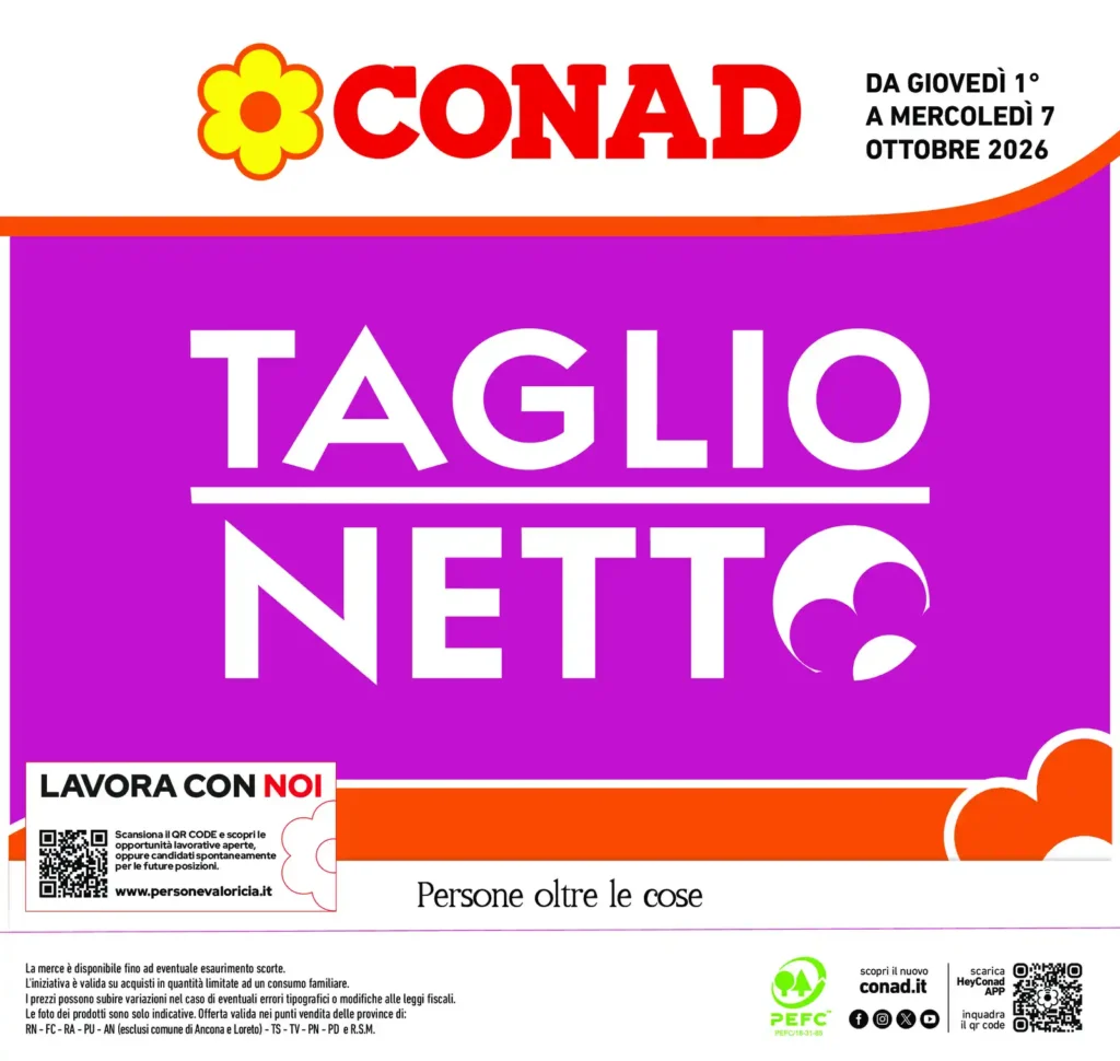 Sfoglia il contenuto: Conad – Friuli + Padova/Treviso – CIA Taglio Netto dal 1 ottobre