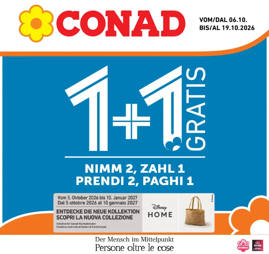 Sfoglia il contenuto: Conad – Alto Adige – DAO NIMM 2, ZAHL 1 dal 6 ottobre