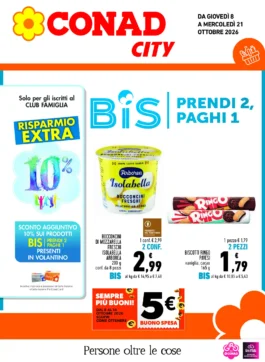 Volantino Conad City – Sardegna CNO Risparmio Extra e Club Famiglia BIS dal 8 ottobre