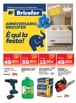 Volantino Bricofer – Catanzaro, Cosenza, Ferrara, Modena e Roma Anniversario: offerte dall’8 al 25 ottobre 2026 dal 8 ottobre