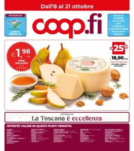 Volantino Coop – Unicoop Firenze (formato Coop) La Toscana è eccellenza dal 8 ottobre