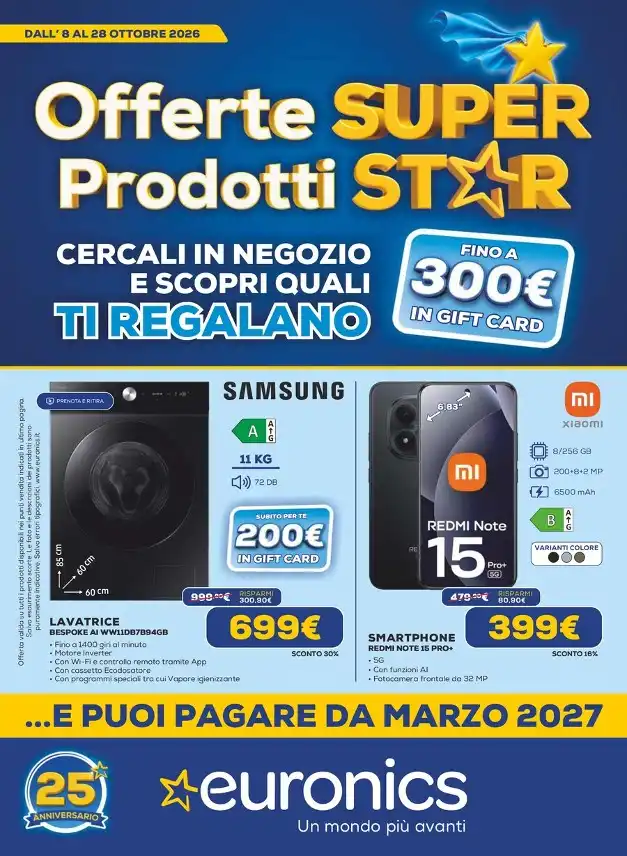 Sfoglia il contenuto: Euronics – CDS Offerte SUPERSTAR Prodotti STAR dal 8 ottobre