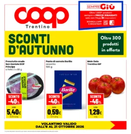 Coop Trentino – Famiglia Cooperativa piccoli Sconti d’autunno dal 8 ottobre