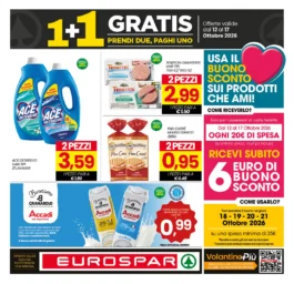 Eurospar – Centro Sud – Puglia 1+1 GRATIS dal 12 ottobre