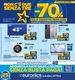 Sfoglia il contenuto: Euronics NON C’È DUE SENZA TRE -70% SUL 3° PRODOTTO MENO CARO dal 8 ottobre