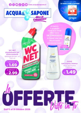 Sfoglia il contenuto: Acqua & Sapone – Acqua e Sapone Gottardo Le OFFERTE Viste in Tv dal 11 ottobre