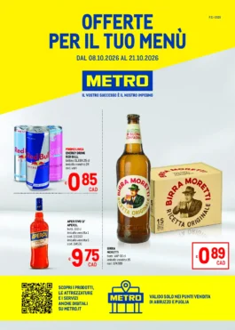 Sfoglia il contenuto: Volantino Metro – Abruzzo e Puglia Offerte per il tuo menù dal 8 ottobre
