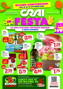 Volantino Crai – AMA Supermercato Nord Grande Anniversario dal 15 al 25 ottobre 2026