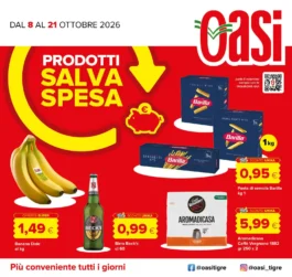 Volantino Oasi Prodotti salva spesa: offerte dall’8 al 21 ottobre 2026 dal 8 ottobre