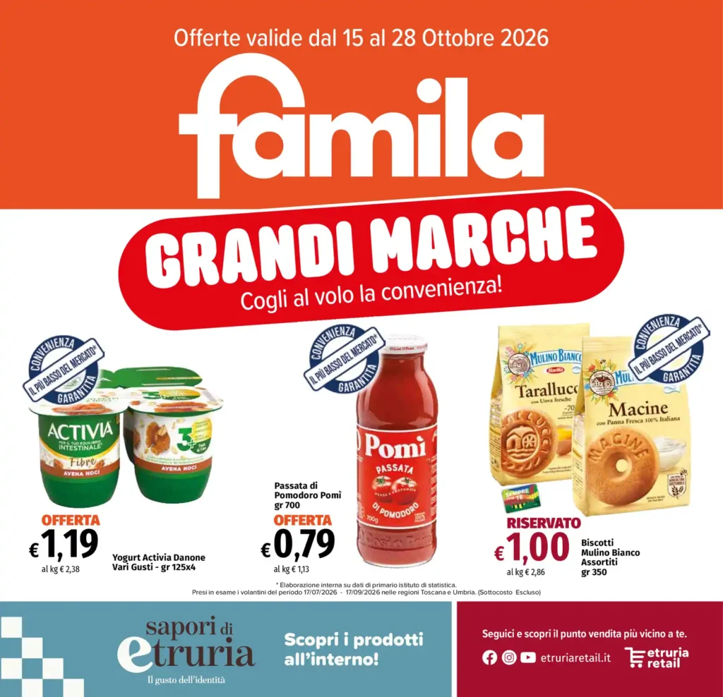 Sfoglia il contenuto: Famila – Centro Grandi Marche dal 15 ottobre