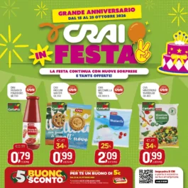 Crai – Supercentro Rete in Festa: offerte dal 15 al 25 ottobre 2026