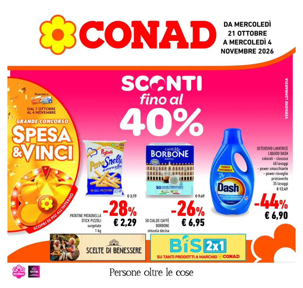 Sfoglia il contenuto: Conad – Lombardia – rete occidentale SCONTI fino al 40% dal 21 ottobre