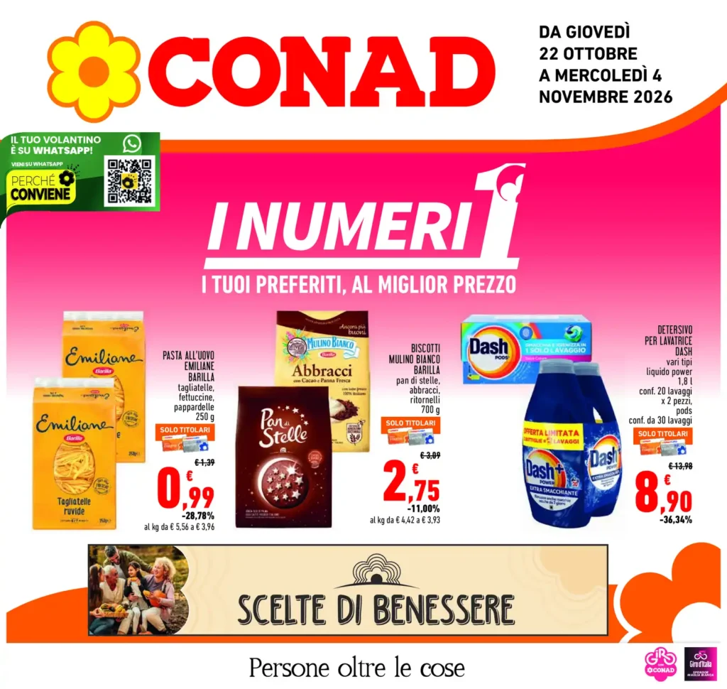 Sfoglia il contenuto: Conad – Toscana + La Spezia – Conad Nord Ovest I Numeri 1: i tuoi preferiti, al miglior prezzo dal 22 ottobre