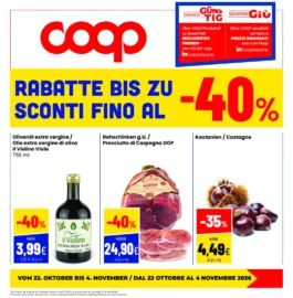 Volantino Coop Trentino – Sudtirol Alto Adige Immer Günstig, sconti e cashback dal 22 ottobre