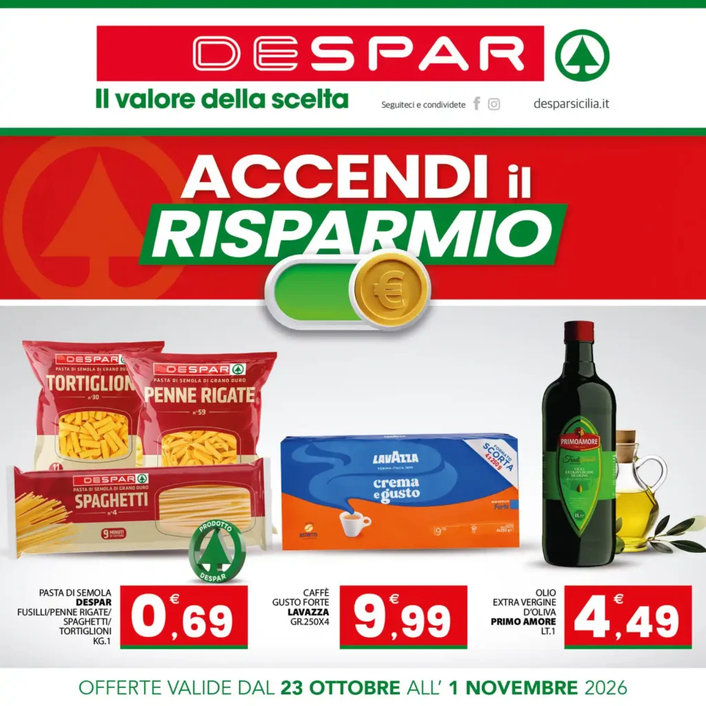 Sfoglia il contenuto: Volantino Despar – Sicilia – Ergon Accendi il risparmio dal 23 ottobre