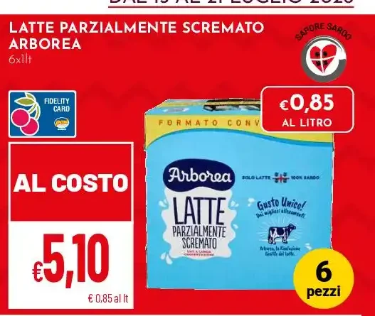Latte parzialmente scremato Arborea