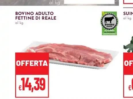 Bovino adulto fettine di reale