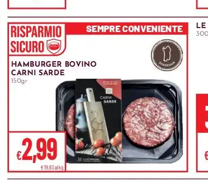Hamburger bovino Carni Sarde