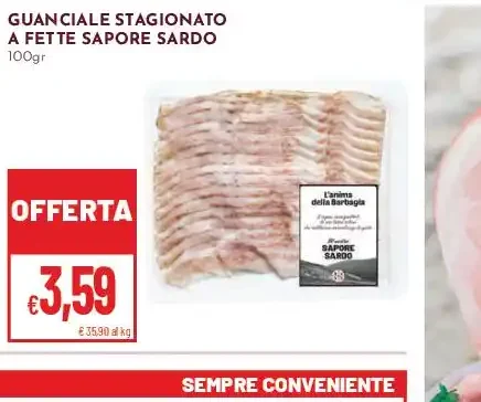 Guanciale stagionato a fette Sapore Sardo