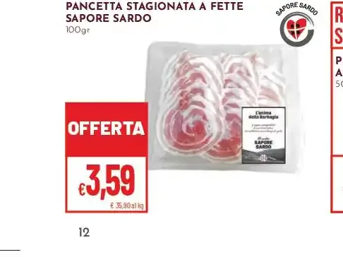 Pancetta stagionata a fette Sapore Sardo