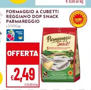Formaggio a cubetti Reggiano DOP Snack Parmareggio