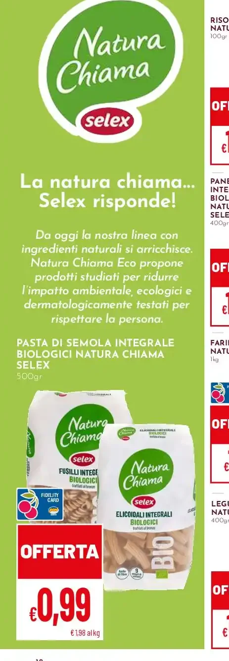 Pasta di semola integrale biologica Natura Chiama Selex