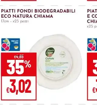 Piatti fondi biodegradabili eco Natura Chiama Selex