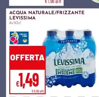 Acqua Levissima naturale o frizzante