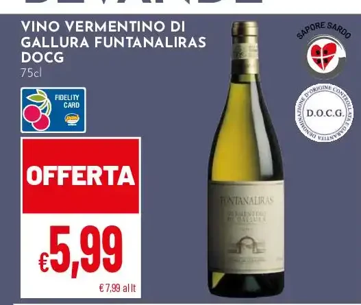 Vino Vermentino di Gallura Funtanaliras DOCG