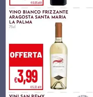 Vino bianco frizzante Aragosta Santa Maria La Palma
