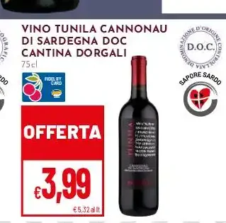 Vino TuniLa Cannonau di Sardegna DOC Cantina Dorgali