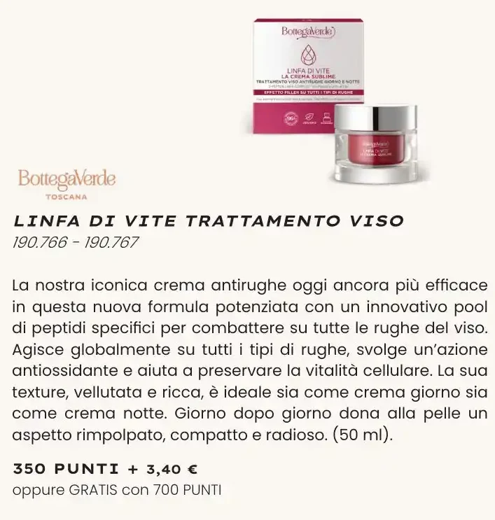 Linfa di Vite trattamento viso