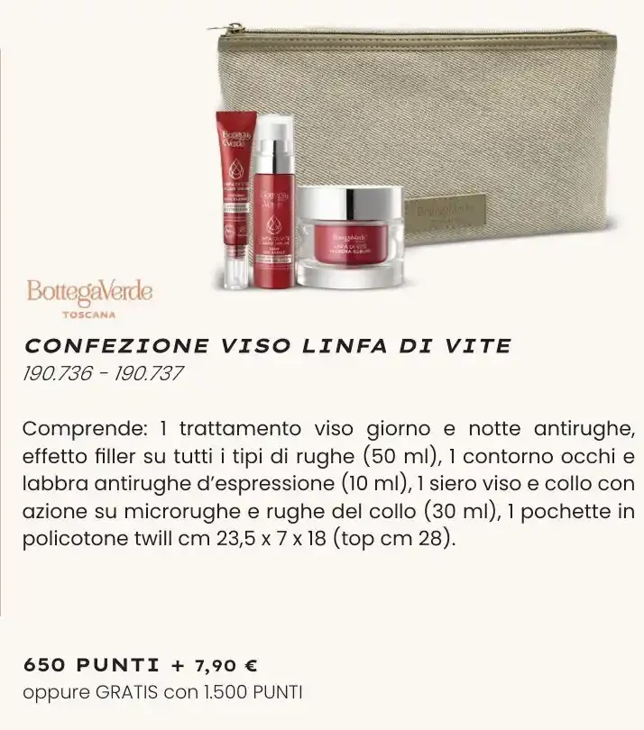 Confezione viso Linfa di Vite