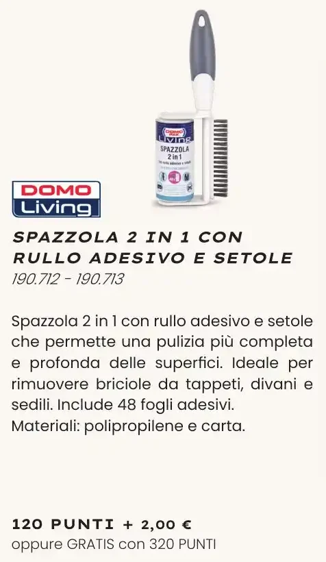 Spazzola 2 in 1 con rullo adesivo e setole