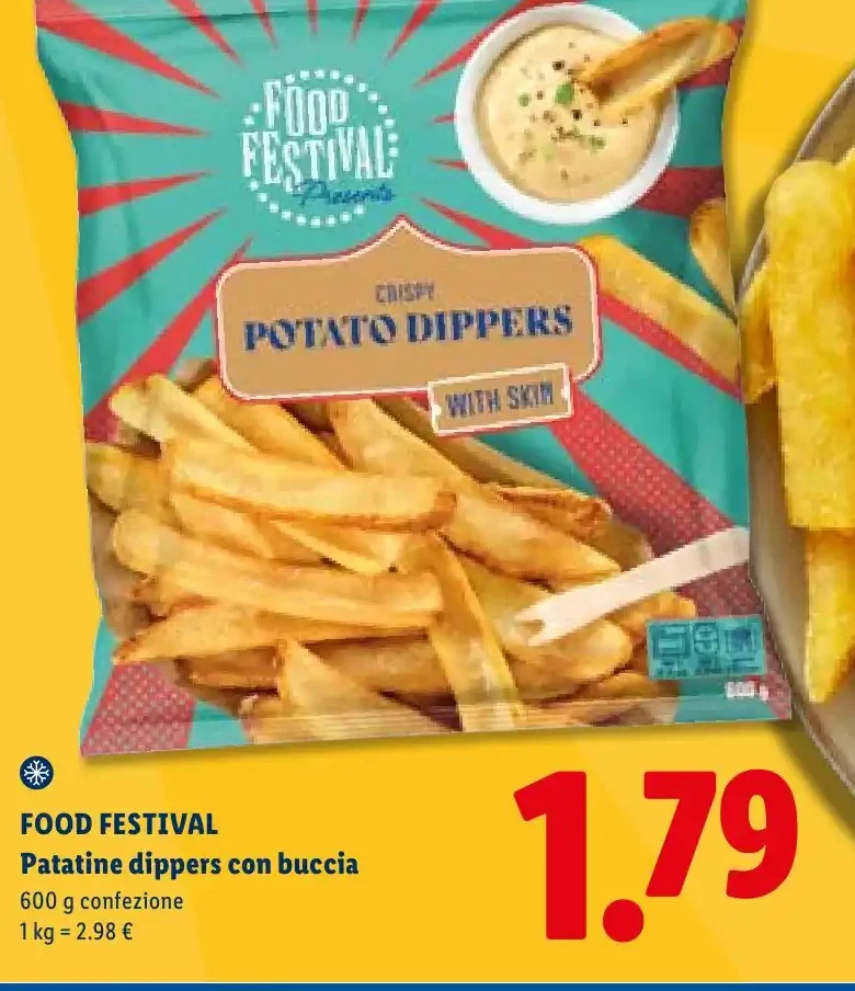 Patatine dippers con buccia