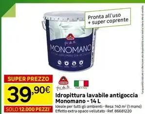 Idropittura lavabile antigoccia Monomano 14 l