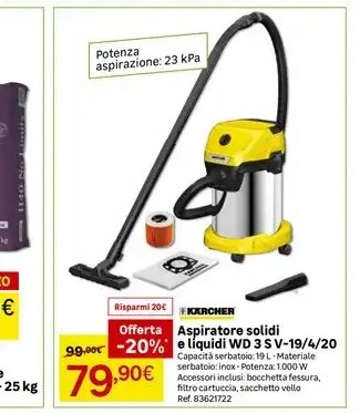 Aspiratore solidi e liquidi WD 3 S V-19/4/20